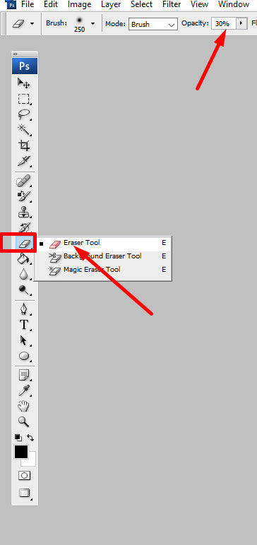 how to add shadow in photoshop Step 7 eraser