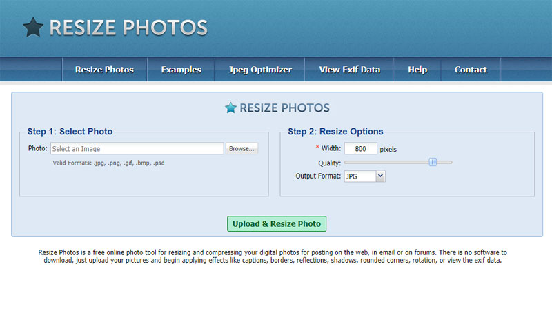 Resize photo is also a free image optimizer