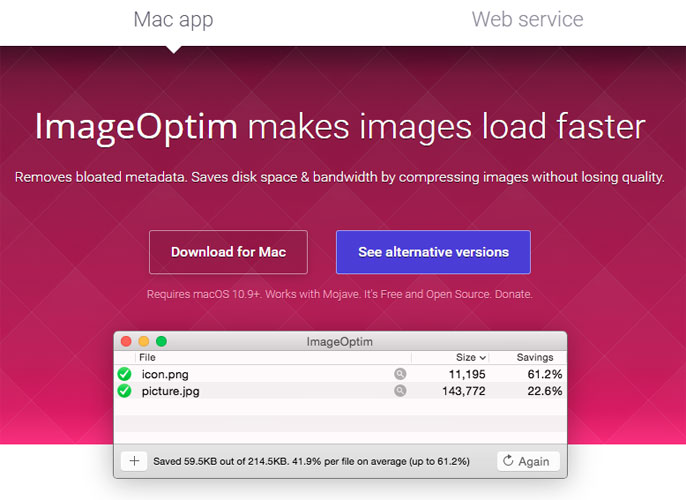 ImageOptim one of thebest free image optimizer