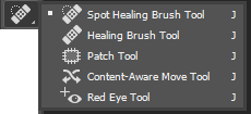 photoshop cc hidden tools under healing tool