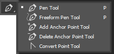 photoshop cc hidden tools under pen tool