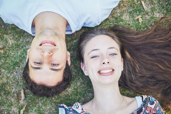 Couple poses lying couple Looking up