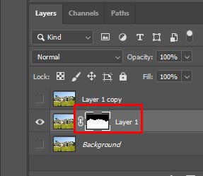 photoshop sky replacement layer mask created