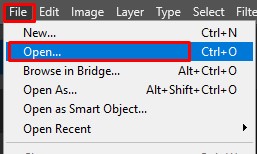 how to open image in Photshop