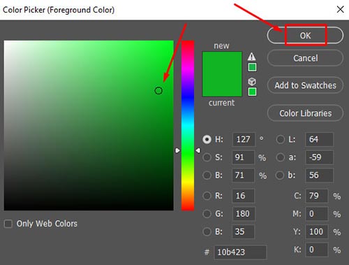 Color picker for color replacement tool photoshop